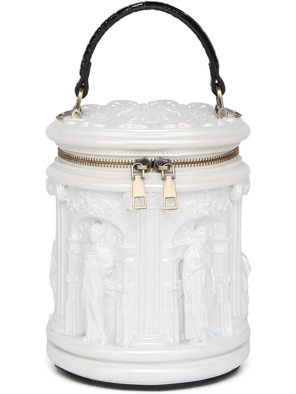 Women's Bucket White Unique Weird Shape Purse Detachable Strap Crossbody Bag